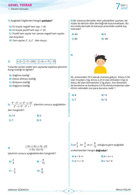 matematik 7 sınıf pdf